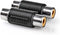 Nedis Stereo-Audioadapter - 2x RCA Female - 2x RCA Female - Vernikkeld - Recht - ABS - Zwart - 1 Stuks - Doos