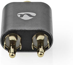 Nedis Stereo-Audioadapter - 2x RCA Male - 3,5 mm Female - Verguld - Recht - Aluminium - Gun Metal Grijs - 1 Stuks - Cover Window Box