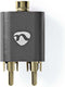 Nedis Stereo-Audioadapter - 2x RCA Male - 3,5 mm Female - Verguld - Recht - Aluminium - Gun Metal Grijs - 1 Stuks - Cover Window Box