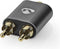 Nedis Stereo-Audioadapter - 2x RCA Male - 3,5 mm Female - Verguld - Recht - Aluminium - Gun Metal Grijs - 1 Stuks - Cover Window Box