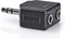Nedis Stereo-Audioadapter - 3,5 mm Male - 2x 3,5 mm Female - Vernikkeld - Recht - ABS - Zwart - 1 Stuks - Doos