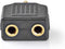 Nedis Stereo-Audioadapter - 3,5 mm Male - 2x 3,5 mm Female - Verguld - Recht - ABS - Zwart - 10 Stuks - Polybag