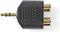 Nedis Stereo-Audioadapter - 3,5 mm Male - 2x RCA Female - Verguld - Recht - ABS - Zwart - 10 Stuks - Envelop