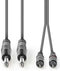 Nedis Stereo-Audiokabel - 2x 6,35 mm Male - 2x RCA Male - Vernikkeld - 5.00 m - Rond - Donkergrijs - Kartonnen Sleeve