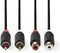 Nedis Stereo-Audiokabel - 2x RCA Male - 2x RCA Female - Verguld - 2.00 m - Rond - Antraciet - Doos