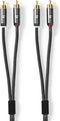 Nedis Stereo-Audiokabel - 2x RCA Male - 2x RCA Male - Verguld - 1.00 m - Rond - Grijs / Gun Metal Grijs - Cover Window Box