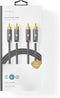 Nedis Stereo-Audiokabel - 2x RCA Male - 2x RCA Male - Verguld - 1.00 m - Rond - Grijs / Gun Metal Grijs - Cover Window Box
