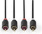 Nedis Stereo-Audiokabel - 2x RCA Male - 2x RCA Male - Verguld - 10.0 m - Rond - Antraciet - Doos