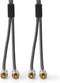 Nedis Stereo-Audiokabel - 2x RCA Male - 2x RCA Male - Verguld - 2.00 m - Rond - Grijs / Gun Metal Grijs - Cover Window Box