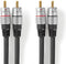 Nedis Stereo-Audiokabel - 2x RCA Male - 2x RCA Male - Verguld - 2.50 m - Rond - Antraciet - Doos