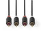 Nedis Stereo-Audiokabel - 2x RCA Male - 2x RCA Male - Verguld - 3.00 m - Rond - Antraciet - Doos