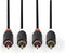 Nedis Stereo-Audiokabel - 2x RCA Male - 2x RCA Male - Verguld - 3.00 m - Rond - Antraciet - Doos