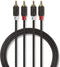 Nedis Stereo-Audiokabel - 2x RCA Male - 2x RCA Male - Verguld - 3.00 m - Rond - Antraciet - Doos