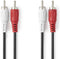 Nedis Stereo-Audiokabel - 2x RCA Male - 2x RCA Male - Vernikkeld - 10.0 m - Rond - Zwart - Doos