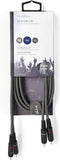Nedis Stereo-Audiokabel - 2x RCA Male - 2x RCA Male - Vernikkeld - 1.50 m - Rond - Donkergrijs - Kartonnen Sleeve