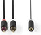 Nedis Stereo-Audiokabel - 2x RCA Male - 3,5 mm Female - Verguld - 0.20 m - Rond - Antraciet - Doos