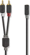Nedis Stereo-Audiokabel - 2x RCA Male - 3,5 mm Female - Verguld - 1.00 m - Rond - Antraciet - Doos