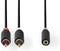 Nedis Stereo-Audiokabel - 2x RCA Male - 3,5 mm Female - Verguld - 1.00 m - Rond - Antraciet - Doos