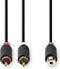 Nedis Stereo-Audiokabel - 2x RCA Male - RCA Female - Verguld - 0.20 m - Rond - Antraciet - Doos
