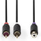 Nedis Stereo-Audiokabel - 2x RCA Male - RCA Female - Verguld - 0.20 m - Rond - Antraciet - Doos