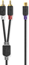 Nedis Stereo-Audiokabel - 2x RCA Male - RCA Female - Verguld - 0.20 m - Rond - Antraciet - Doos