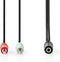 Nedis Stereo-Audiokabel - 3,5 mm Female - 2x 3,5 mm Male - Vernikkeld - 0.20 m - Rond - Zwart - Doos