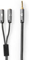 Nedis Stereo-Audiokabel - 3,5 mm Male - 2x 3,5 mm Female - Verguld - 0.20 m - Rond - Grijs / Gun Metal Grijs - Cover Window Box