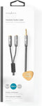 Nedis Stereo-Audiokabel - 3,5 mm Male - 2x 3,5 mm Female - Verguld - 0.20 m - Rond - Grijs / Gun Metal Grijs - Cover Window Box