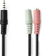 Nedis Stereo-Audiokabel - 3,5 mm Male - 2x 3,5 mm Female - Vernikkeld - 0.20 m - Rond - Zwart - Envelop