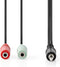 Nedis Stereo-Audiokabel - 3,5 mm Male - 2x 3,5 mm Female - Vernikkeld - 0.20 m - Rond - Antraciet - Doos