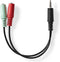 Nedis Stereo-Audiokabel - 3,5 mm Male - 2x 3,5 mm Female - Vernikkeld - 0.20 m - Rond - Antraciet - Doos