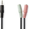 Nedis Stereo-Audiokabel - 3,5 mm Male - 2x 3,5 mm Female - Vernikkeld - 0.20 m - Rond - Zwart - Envelop