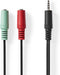 Nedis Stereo-Audiokabel - 3,5 mm Male - 2x 3,5 mm Female - Vernikkeld - 0.20 m - Rond - Antraciet - Doos