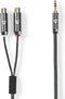 Nedis Stereo-Audiokabel - 3,5 mm Male - 2x RCA Female - Verguld - 0.20 m - Rond - Grijs / Gun Metal Grijs - Cover Window Box