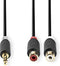 Nedis Stereo-Audiokabel - 3,5 mm Male - 2x RCA Female - Verguld - 0.20 m - Rond - Antraciet - Doos