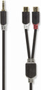 Nedis Stereo-Audiokabel - 3,5 mm Male - 2x RCA Female - Verguld - 0.20 m - Rond - Antraciet - Doos