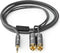 Nedis Stereo-Audiokabel - 3,5 mm Male - 2x RCA Male - Verguld - 1.00 m - Rond - Grijs / Gun Metal Grijs - Cover Window Box