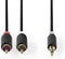Nedis Stereo-Audiokabel - 3,5 mm Male - 2x RCA Male - Verguld - 1.00 m - Rond - Antraciet - Doos