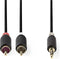 Nedis Stereo-Audiokabel - 3,5 mm Male - 2x RCA Male - Verguld - 10.0 m - Rond - Antraciet - Doos