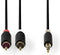 Nedis Stereo-Audiokabel - 3,5 mm Male - 2x RCA Male - Verguld - 2.00 m - Rond - Antraciet - Doos