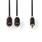 Nedis Stereo-Audiokabel - 3,5 mm Male - 2x RCA Male - Verguld - 3.00 m - Rond - Antraciet - Doos