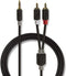 Nedis Stereo-Audiokabel - 3,5 mm Male - 2x RCA Male - Verguld - 3.00 m - Rond - Antraciet - Doos
