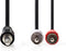 Nedis Stereo-Audiokabel - 3,5 mm Male - 2x RCA Male - Vernikkeld - 1.50 m - Rond - Zwart - Label