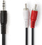 Nedis Stereo-Audiokabel - 3,5 mm Male - 2x RCA Male - Vernikkeld - 1.50 m - Rond - Zwart - Label