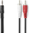 Nedis Stereo-Audiokabel - 3,5 mm Male - 2x RCA Male - Vernikkeld - 10.0 m - Rond - Zwart - Doos