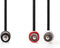Nedis Stereo-Audiokabel - 3,5 mm Male - 2x RCA Male - Vernikkeld - 1.50 m - Rond - Zwart - Label