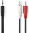 Nedis Stereo-Audiokabel - 3,5 mm Male - 2x RCA Male - Vernikkeld - 1.50 m - Rond - Zwart - Doos