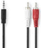 Nedis Stereo-Audiokabel - 3,5 mm Male - 2x RCA Male - Vernikkeld - 10.0 m - Rond - Zwart - Doos
