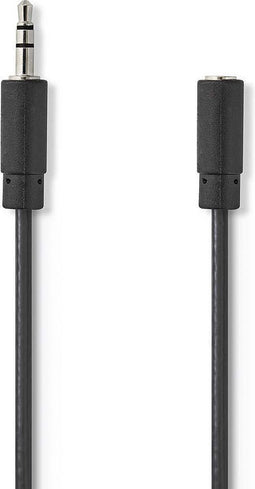 Nedis Stereo-Audiokabel - 3,5 mm Male - 3,5 mm Female - Vernikkeld - 2.00 m - Rond - Zwart - Doos