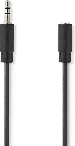 Nedis Stereo-Audiokabel - 3,5 mm Male - 3,5 mm Female - Vernikkeld - 10.0 m - Rond - Zwart - Label